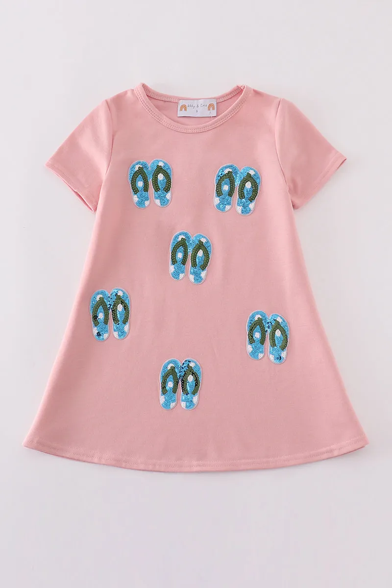 Teal Slipper Sequin Mom&me Dress