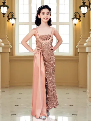 Teen Girl Sleeveless Sequin Split Dress CXH2162