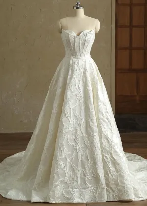 Terry Jacquard Satin Ivory Wedding Dress Size 12-14 Express NZ Wide