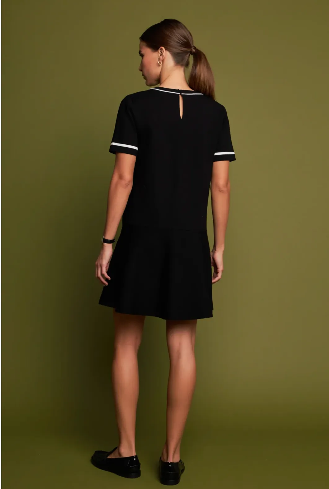 The Kara Knit Contrast Mini Dress - Black