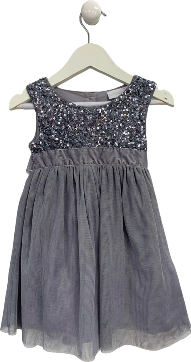 The Little White Company Grey Sequin Bodice Dress 12-18 Months