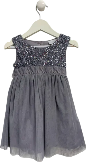 The Little White Company Grey Sequin Bodice Dress 12-18 Months