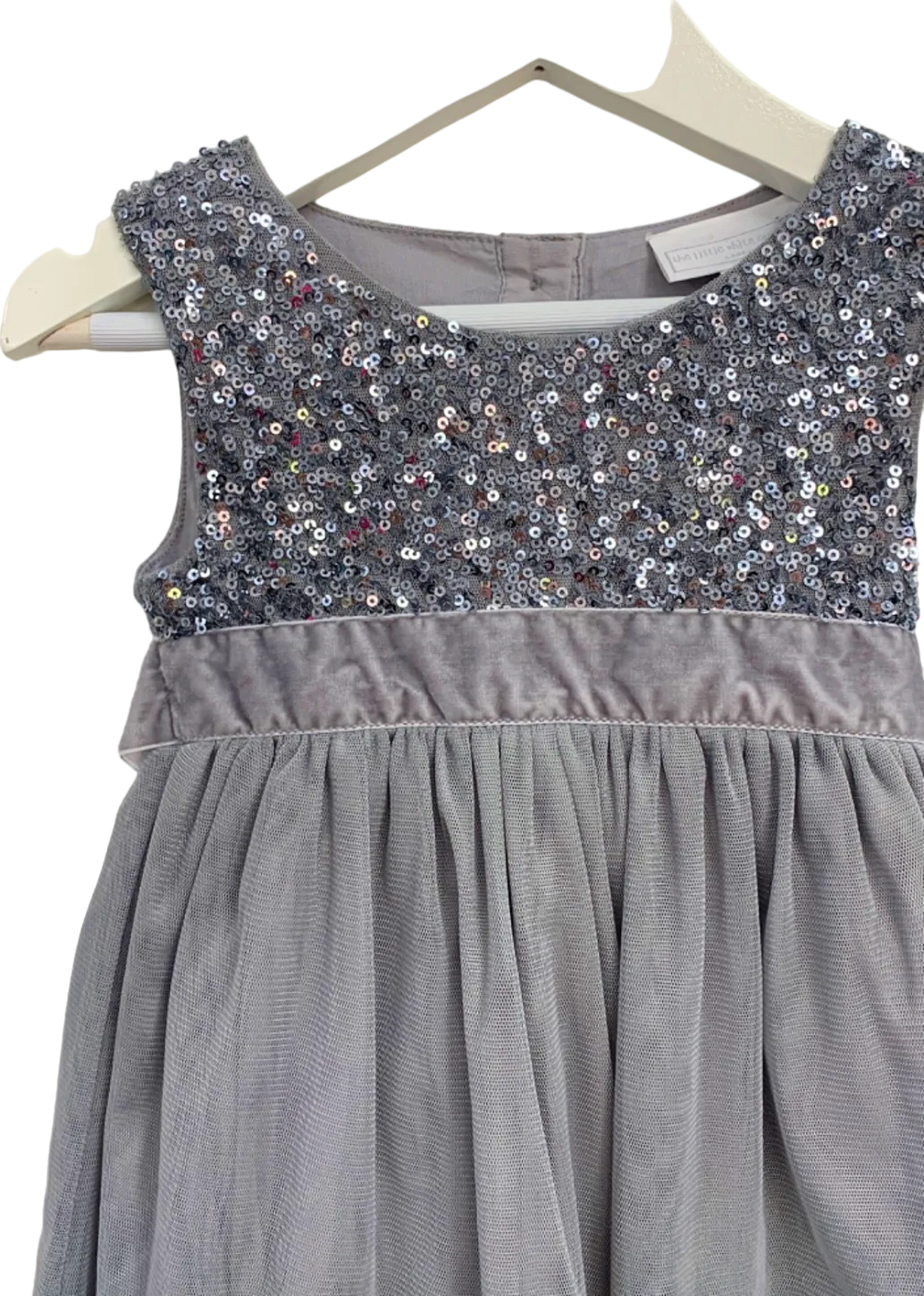 The Little White Company Grey Sequin Bodice Dress 12-18 Months