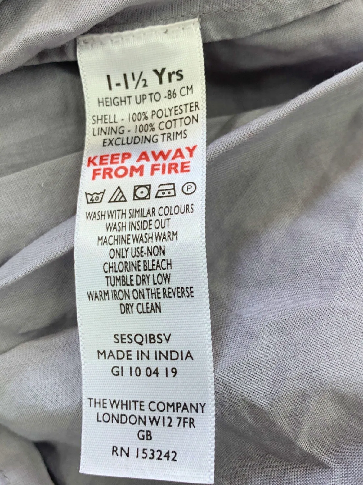 The Little White Company Grey Sequin Bodice Dress 12-18 Months