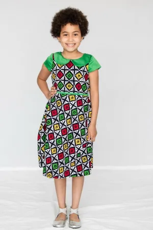 Tola Girl Dress- Green multi color