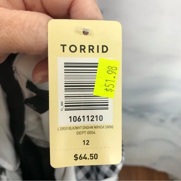 Torrid black and white gingham fit n flare midi dress