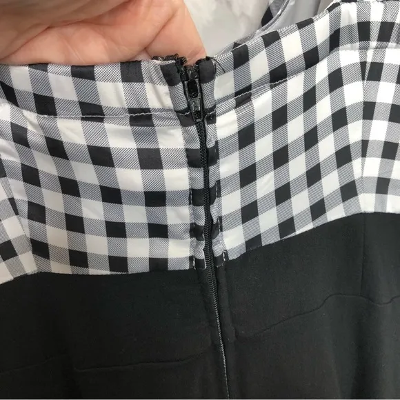 Torrid black and white gingham fit n flare midi dress