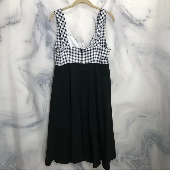 Torrid black and white gingham fit n flare midi dress