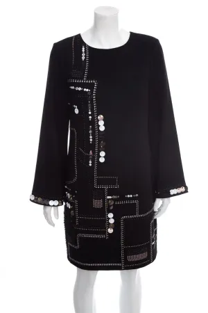 Trina Turk Black Long Sleeve Sequin Embelished Dress SZ 4