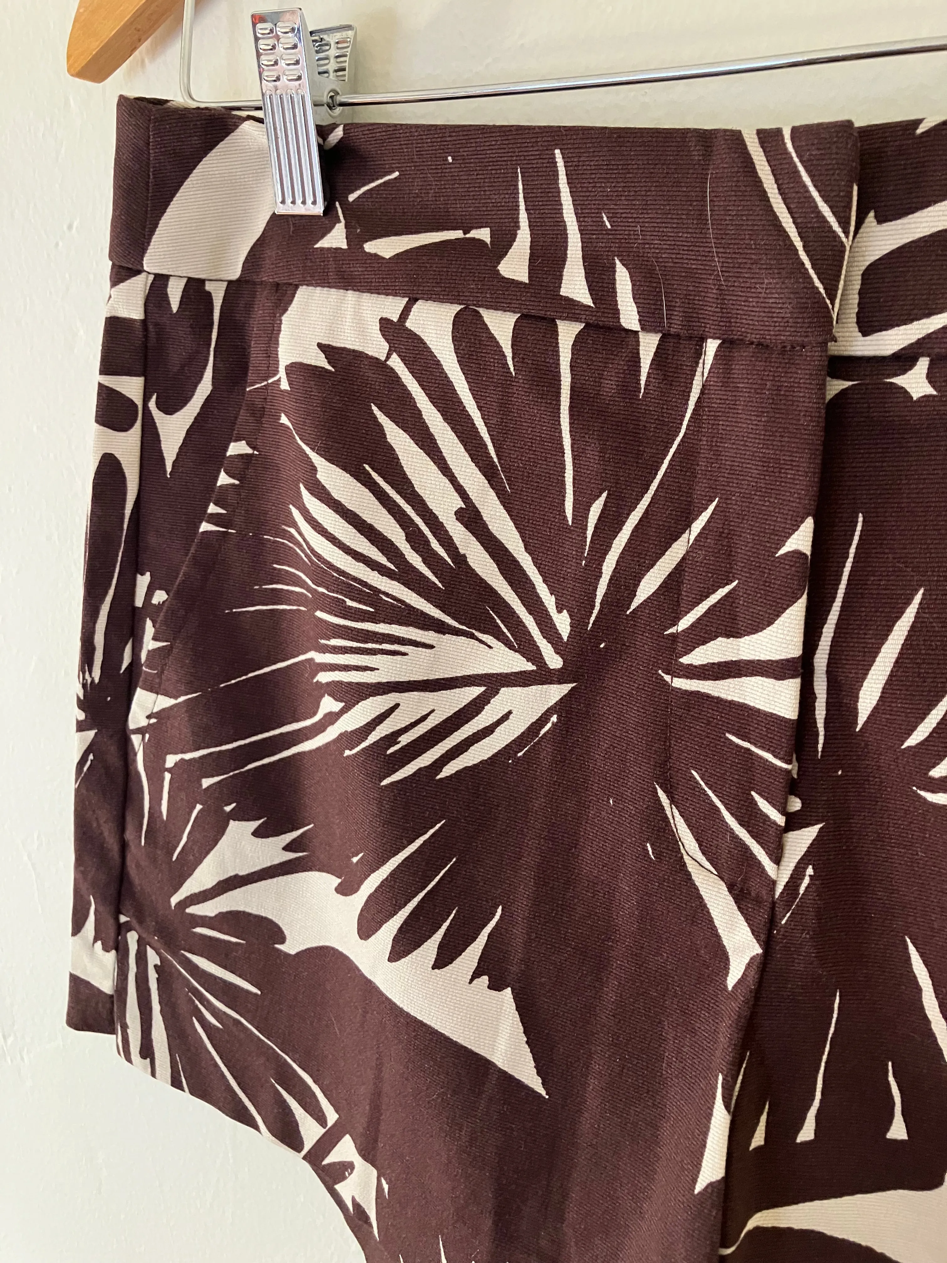 Trina Turk Brown Palm Frond Shorts