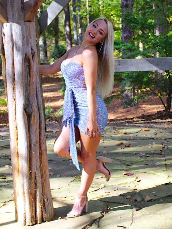 Turning Heads, Multi-color Sequin Strapless Dress