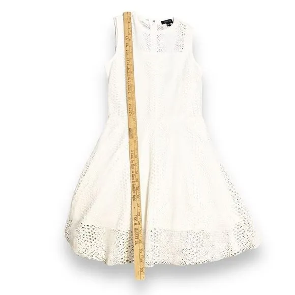 Twenty Fit &amp; Flare Flirty Dress White Perforated Cut-Outs Sleeveless Size S NEW
