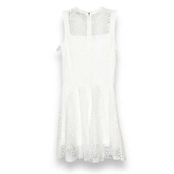 Twenty Fit &amp; Flare Flirty Dress White Perforated Cut-Outs Sleeveless Size S NEW