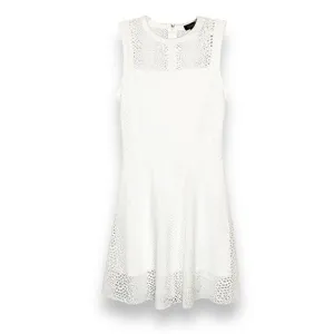Twenty Fit &amp; Flare Flirty Dress White Perforated Cut-Outs Sleeveless Size S NEW