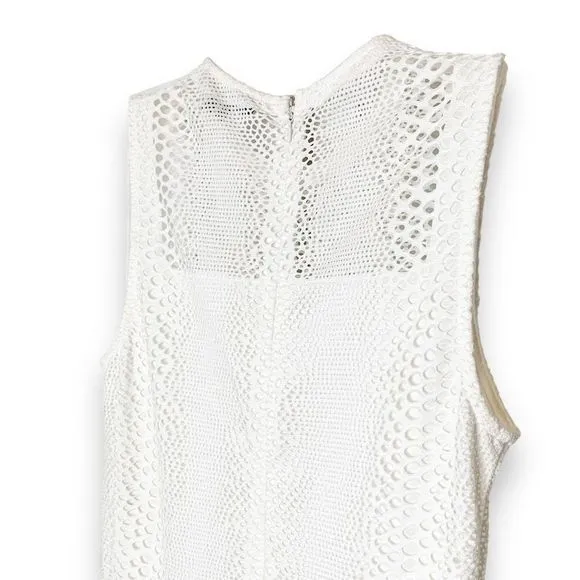 Twenty Fit &amp; Flare Flirty Dress White Perforated Cut-Outs Sleeveless Size S NEW