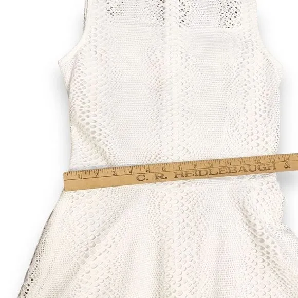 Twenty Fit &amp; Flare Flirty Dress White Perforated Cut-Outs Sleeveless Size S NEW