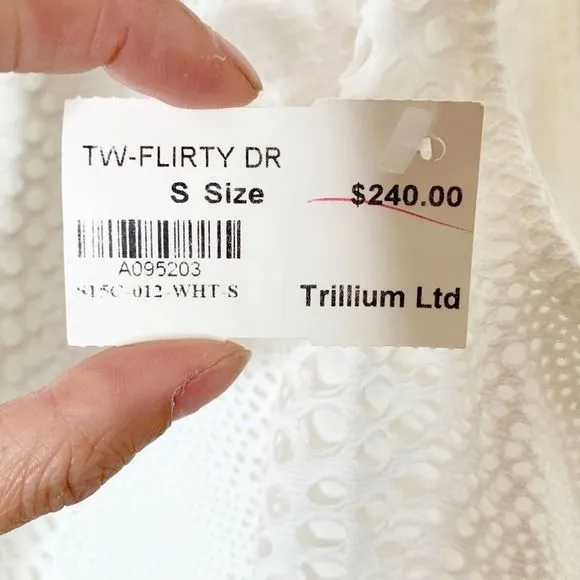 Twenty Fit &amp; Flare Flirty Dress White Perforated Cut-Outs Sleeveless Size S NEW