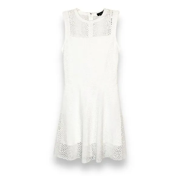 Twenty Fit &amp; Flare Flirty Dress White Perforated Cut-Outs Sleeveless Size S NEW