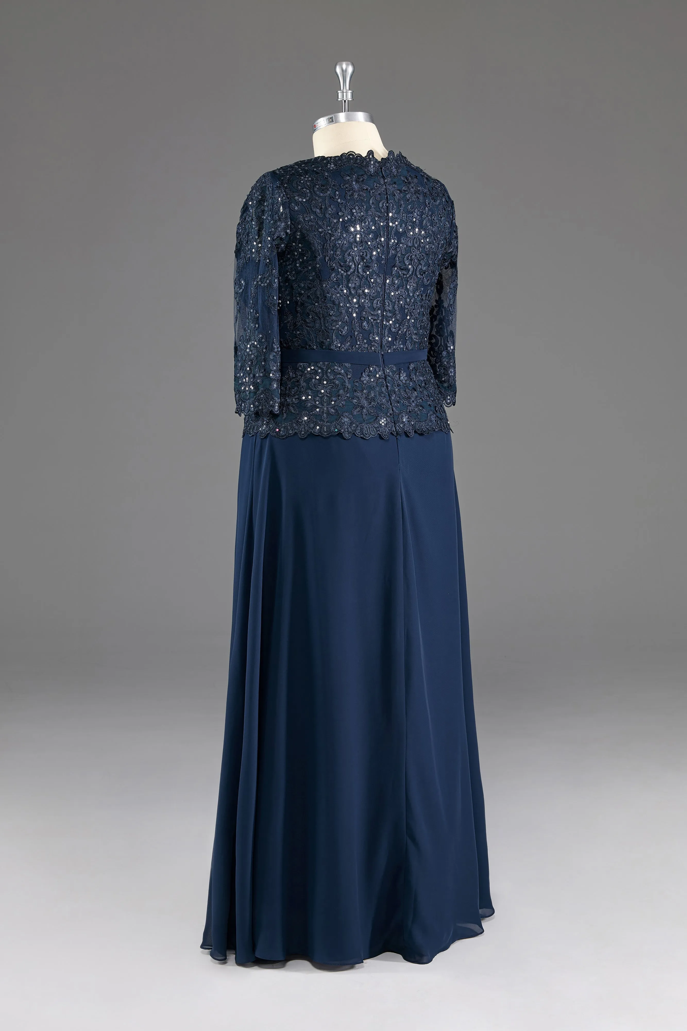 V-Neck Lace Floor Length Mother of The Bride Dress