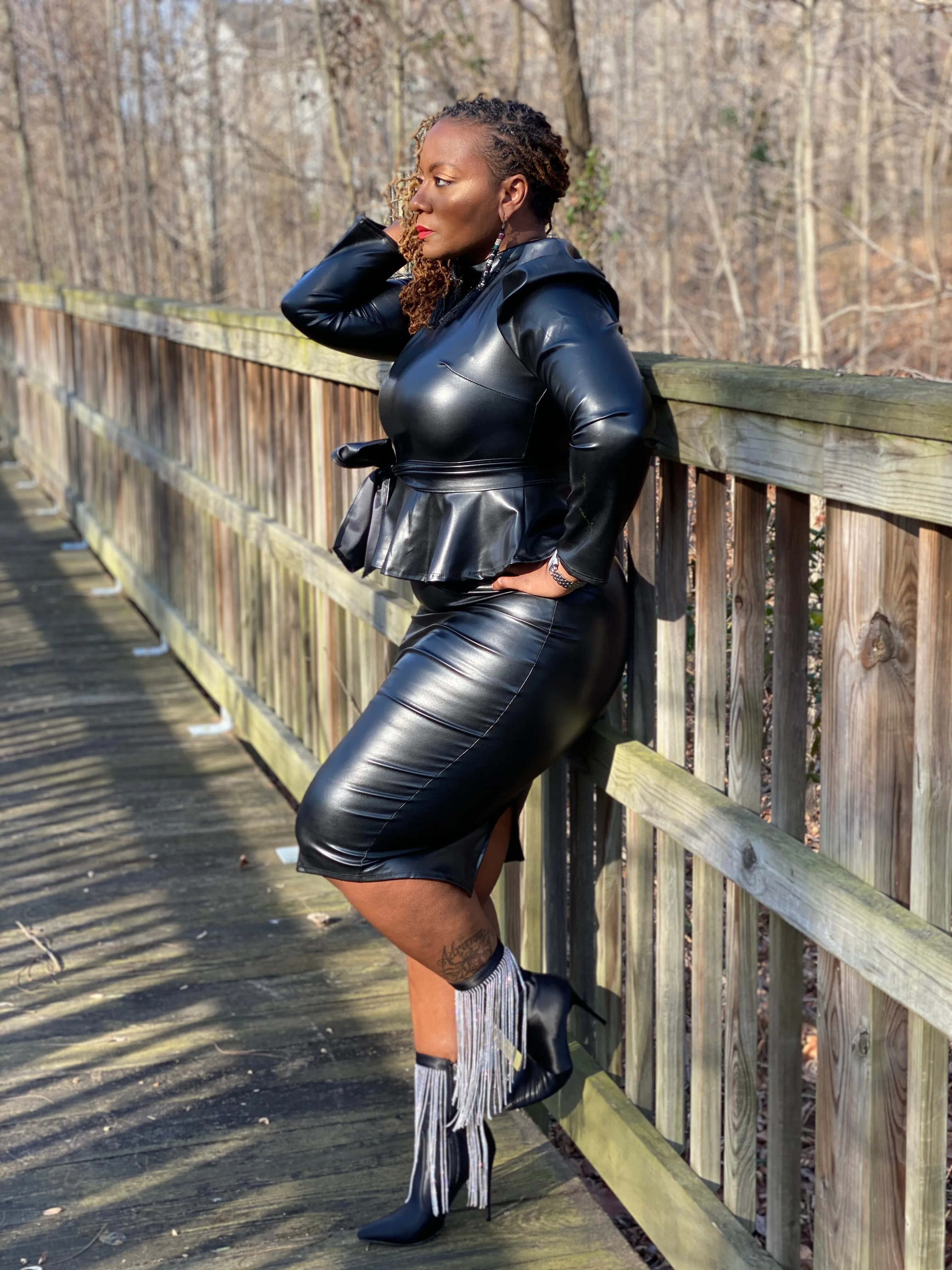 Vegan Leather Skirt Set