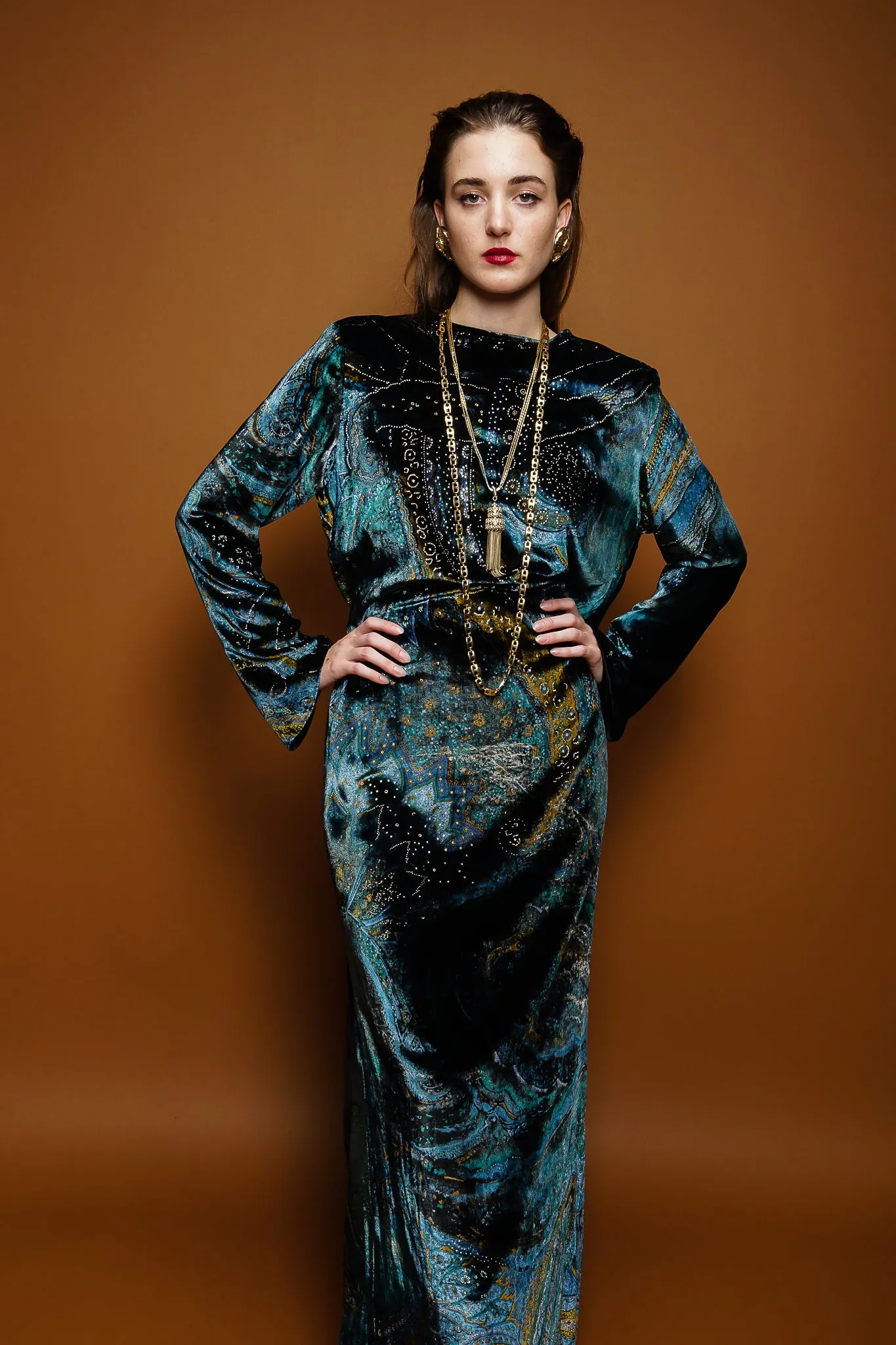 Velvet Cosmic Paisley Gown II