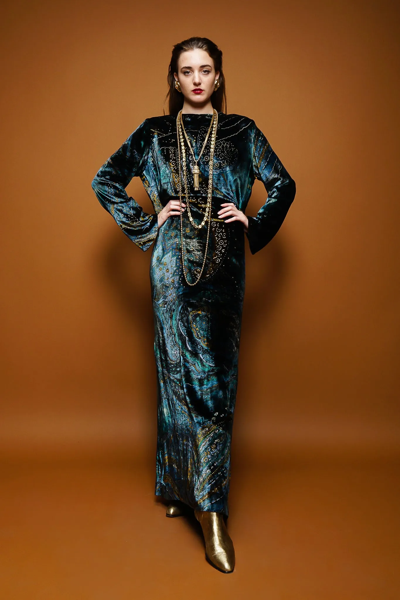 Velvet Cosmic Paisley Gown II