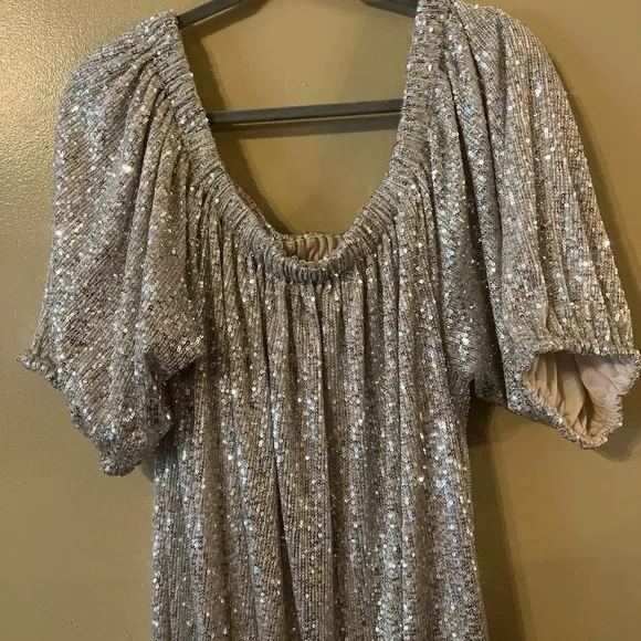 Venus Women's Sequin Off-The- Visitar   Shoulder Dress - Silver, Size 3X b...f1