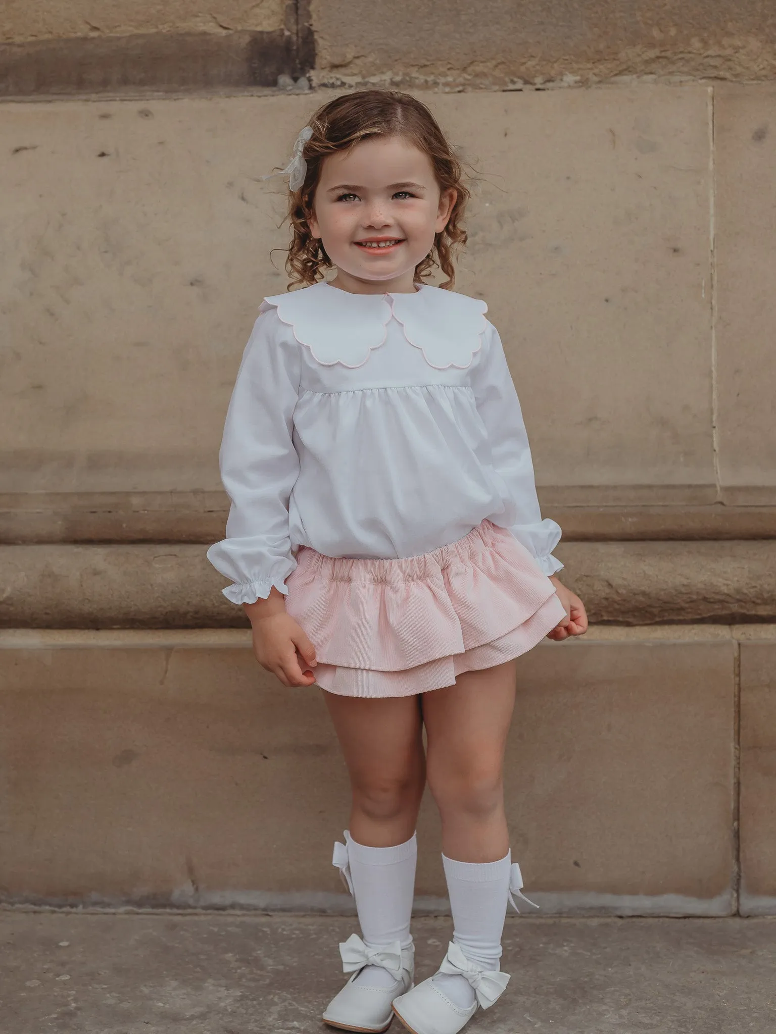 'Victoria' pink scallop collar 2 piece set