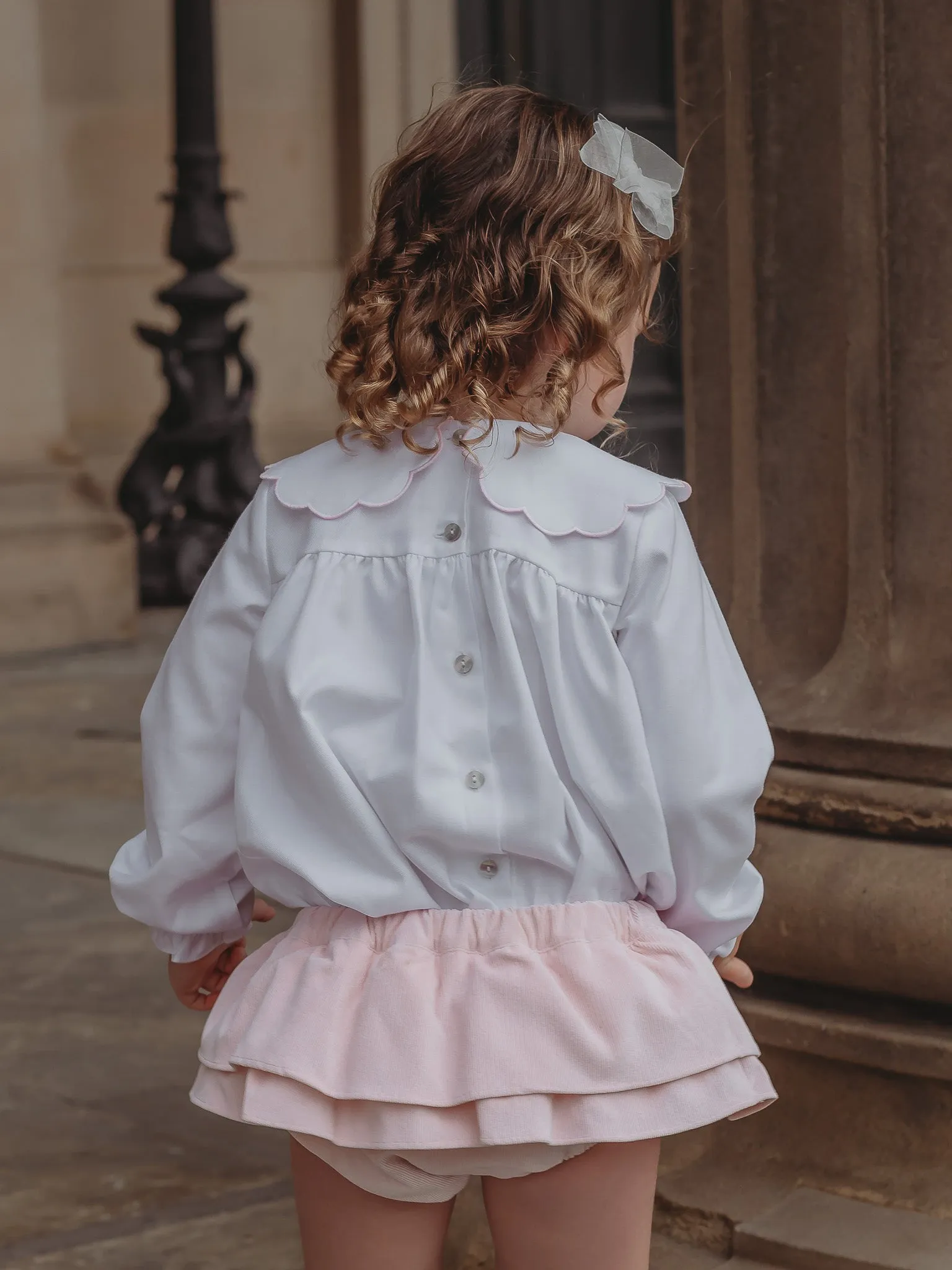 'Victoria' pink scallop collar 2 piece set