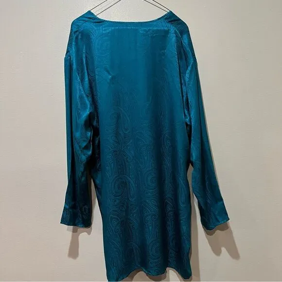 Victoria’s Secret Gold Label Satin Silky Paisley Night Gown Shirt Dress Sz M