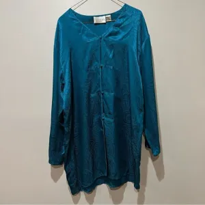 Victoria’s Secret Gold Label Satin Silky Paisley Night Gown Shirt Dress Sz M