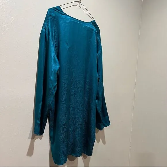 Victoria’s Secret Gold Label Satin Silky Paisley Night Gown Shirt Dress Sz M