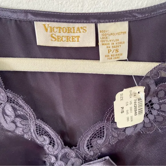 Victoria’s Secret gold label vintage deadstock gray blue satin nightie lingerie