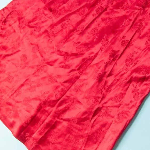 Victoria's Secret Solid Red Satin Knit Sleeveless Floor Length Lingerie Gown Med