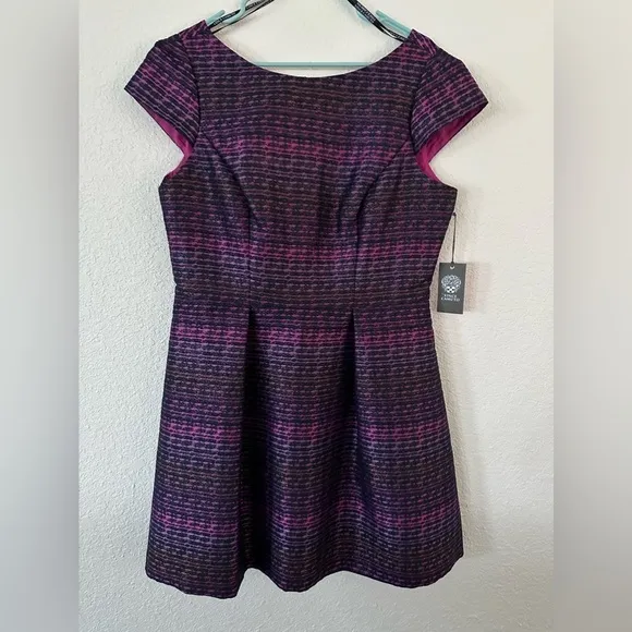 Vince Camuto Metallic Jacquard Fit Pink Dress