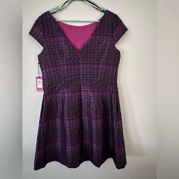 Vince Camuto Metallic Jacquard Fit Pink Dress
