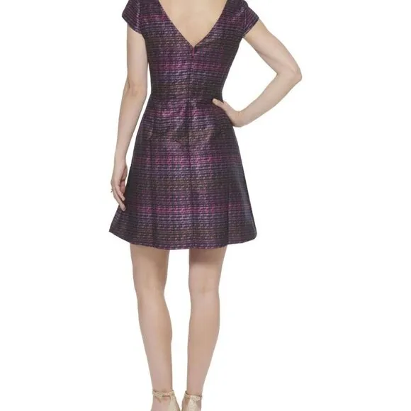 Vince Camuto Metallic Jacquard Fit Pink Dress