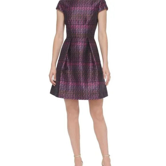 Vince Camuto Metallic Jacquard Fit Pink Dress