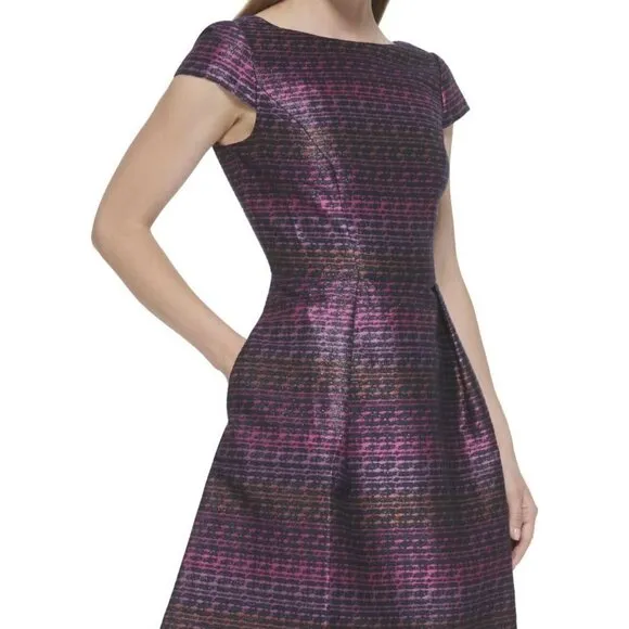 Vince Camuto Metallic Jacquard Fit Pink Dress