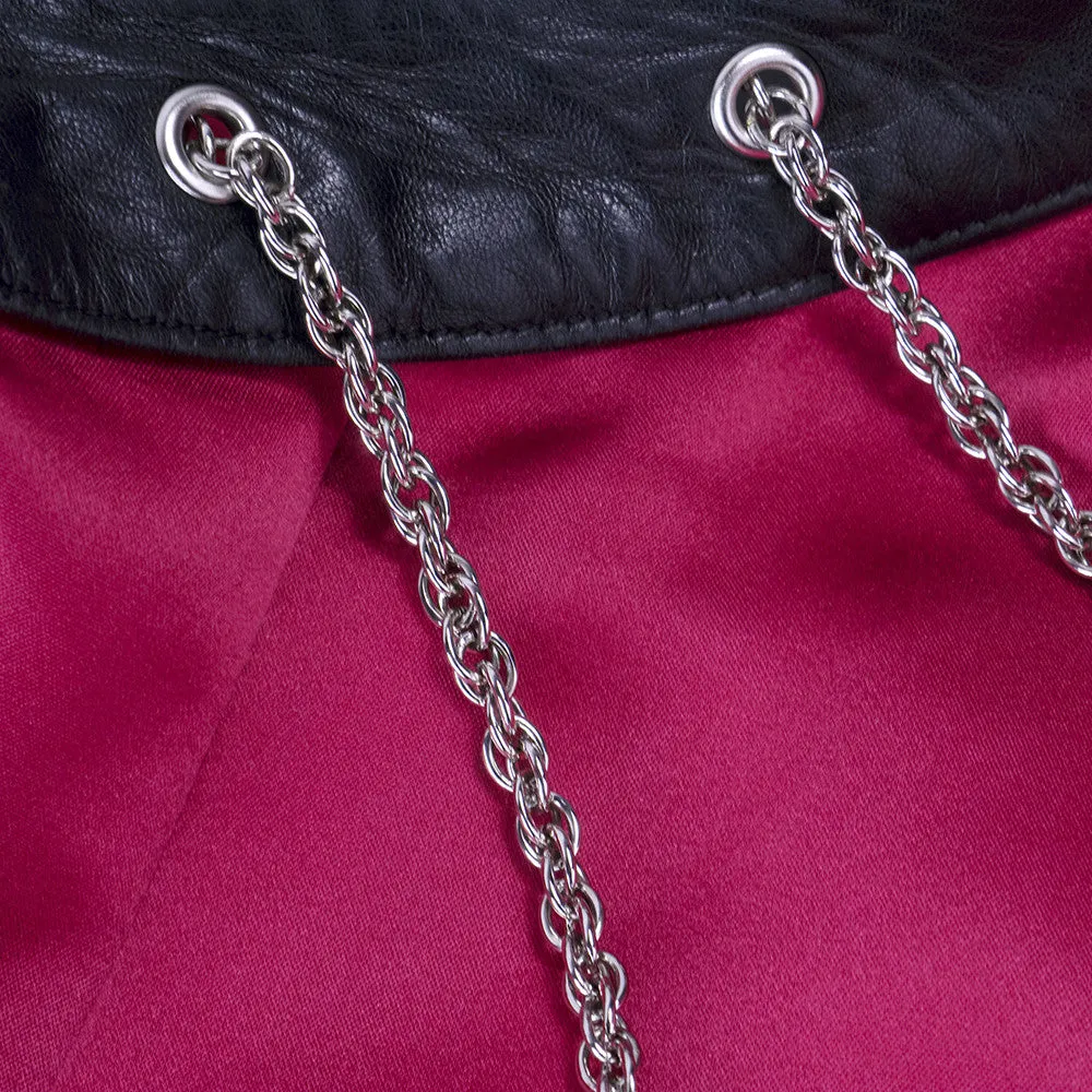 Vintage 90s Black Leather & Red Satin Fetish Gown