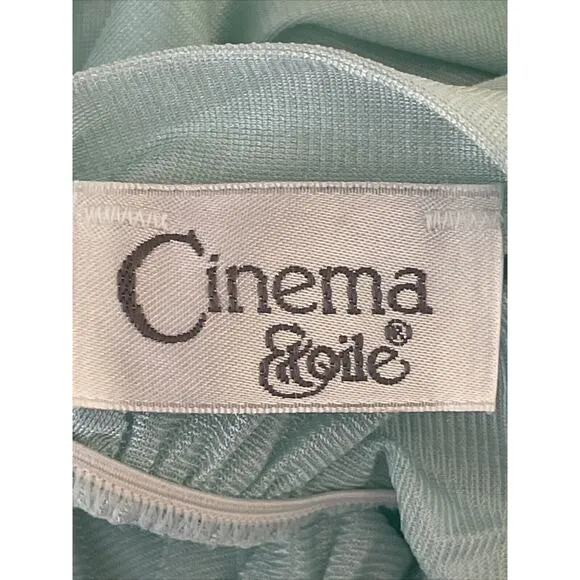 Vintage Cinema Etoile Gown Satin Nylon Medium Jadite Green Plunging Neckline NWT