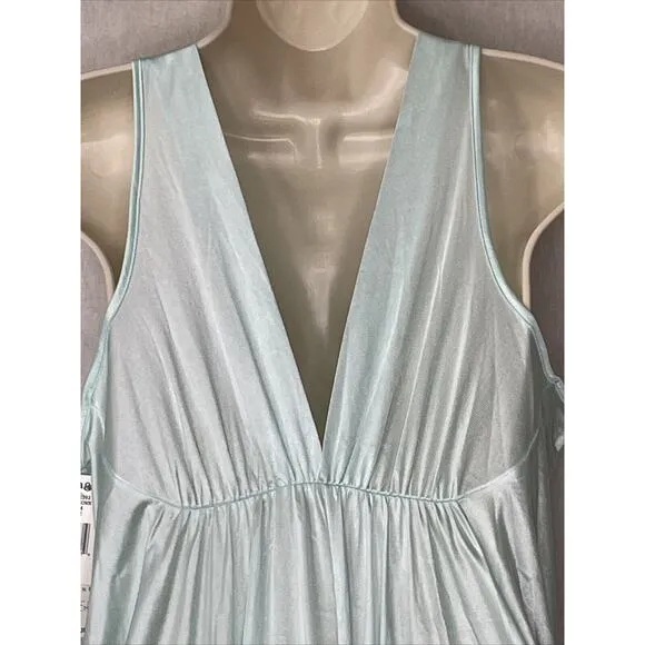 Vintage Cinema Etoile Gown Satin Nylon Medium Jadite Green Plunging Neckline NWT