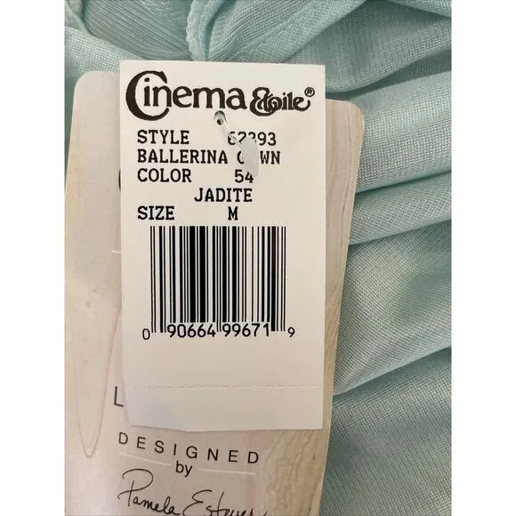 Vintage Cinema Etoile Gown Satin Nylon Medium Jadite Green Plunging Neckline NWT