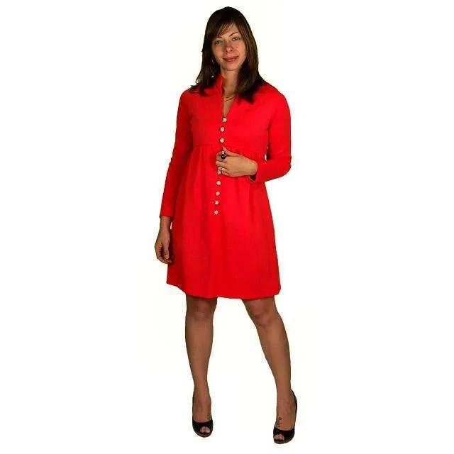 Vintage Dress Bright Orange Knit Tunic Rodrigues 1970S