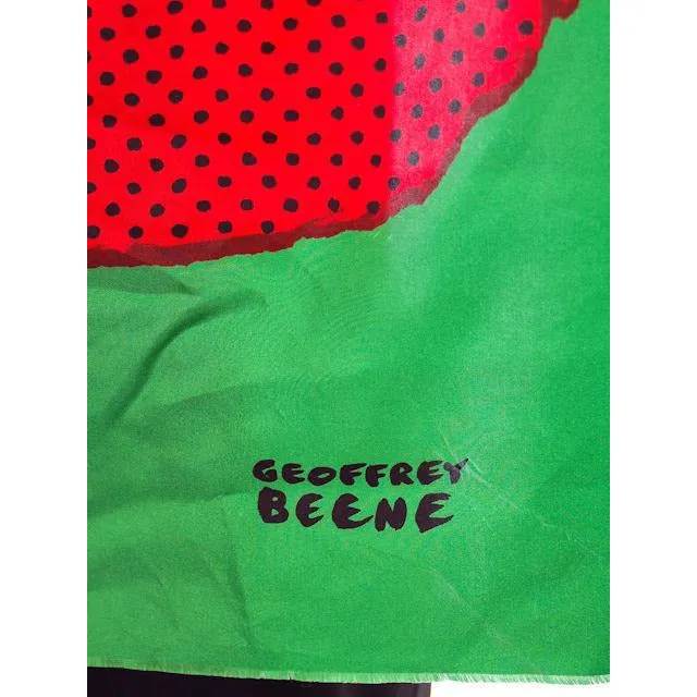 Vintage Geoffrey Beene  1970s Designer Dress Black Silk Halter Gown/ Red Silk Scarf