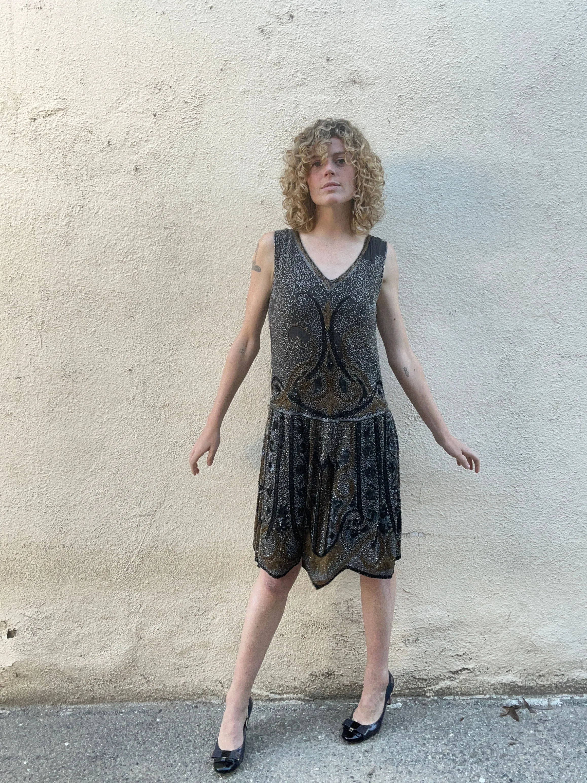 Vintage Glass Bead Sequin Flapper Dress