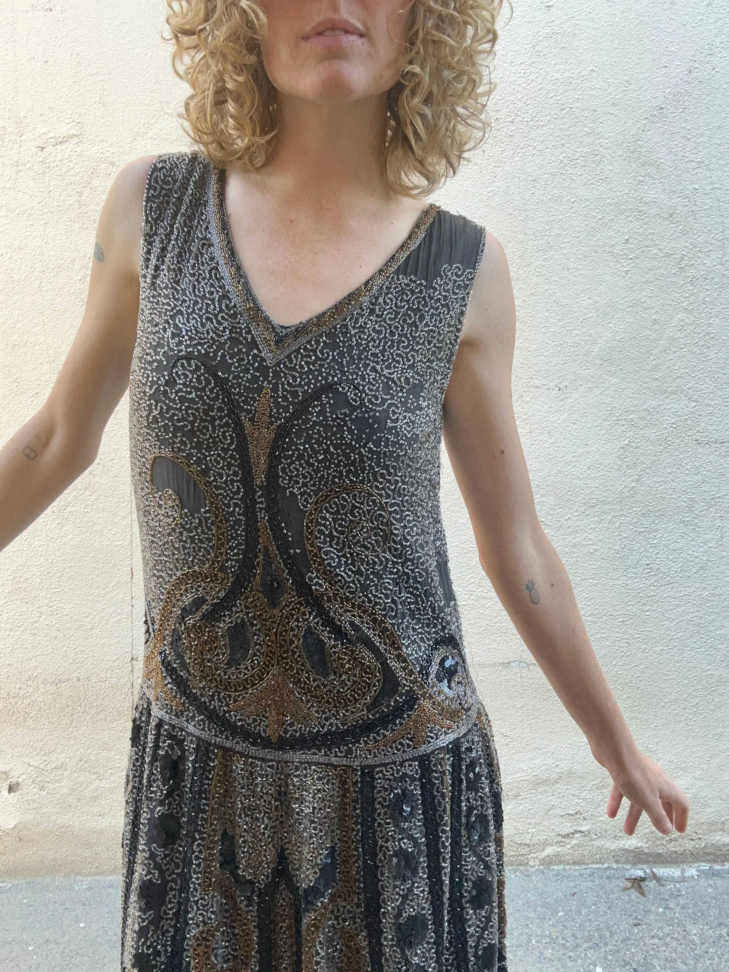 Vintage Glass Bead Sequin Flapper Dress