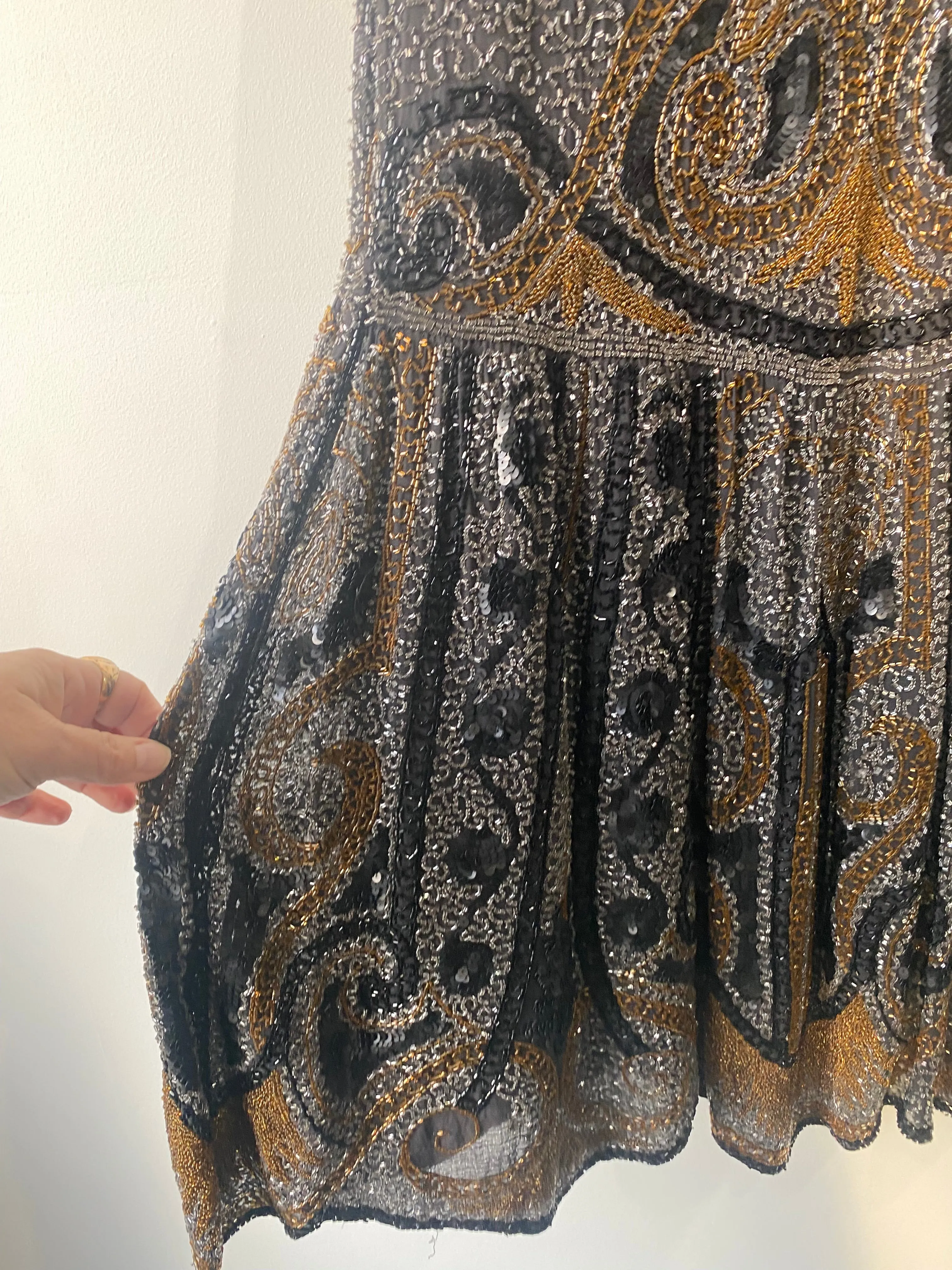 Vintage Glass Bead Sequin Flapper Dress