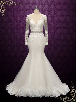 Vintage Style Lace Fit and Flare Wedding Dress | Alisa