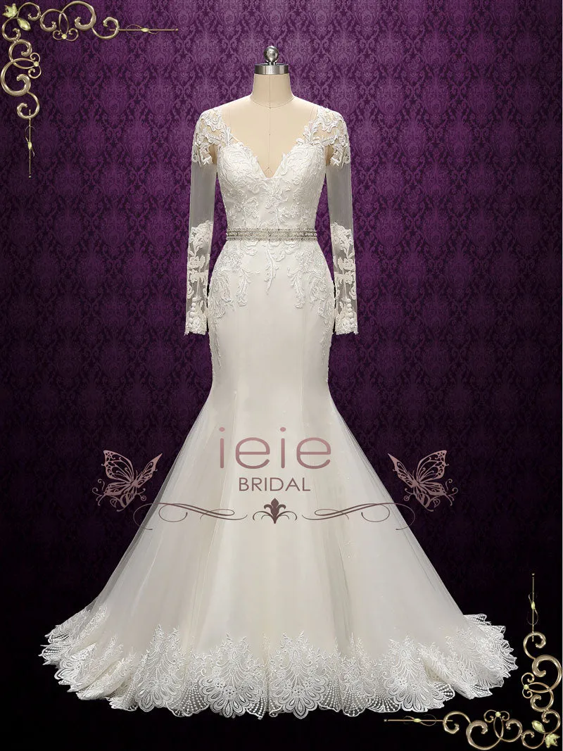 Vintage Style Lace Fit and Flare Wedding Dress | Alisa